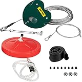 Happybuy 100 feet Zip Line Kit Kids Adult Zip Line Trolley Slackers Zip Lines with Seat and Handle Heart Shaped Trolley for Backyard Entertainment (Red)