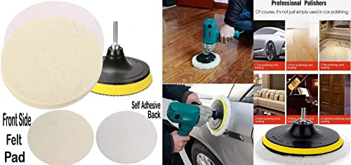 Image of DIY Crafts with 2X Felt 2X Fur 2X Backer Pads, 4 inch inch Kit, 6-11x Gross Polishing Buffing Pad Kit Drill Nut Polishing Foam Buffing Compound Auto Poli (with 2X Felt 2X Fur 2X Backer Pads, 4 inch inch Kit)