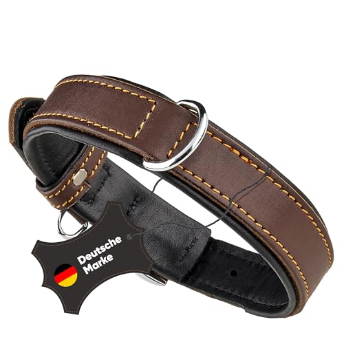Michur Minimo Hundehalsband Leder, Lederhalsband Hund, Halsband, Braun, Leder, in verschiedenen Größen erhältlich