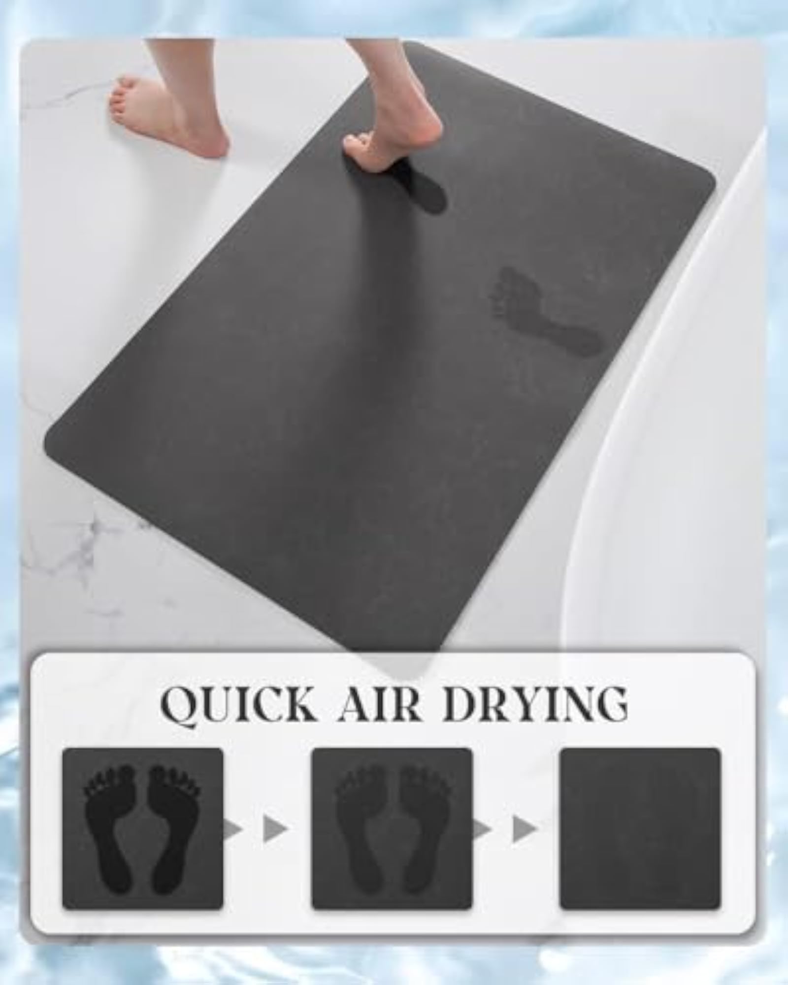 Rubber Non Slip Quick Dry Bath Rug, Thin