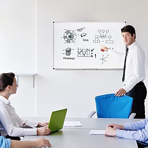 Amazon Basics Magnetic Whiteboard with Pen Tray, Aluminium Trim and Dry-Wipe Writing Surface, 90 x 60cm (WxH), White - 16