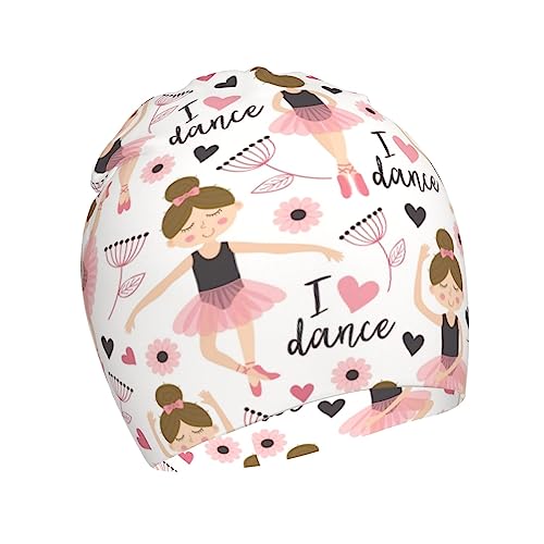 Rqzwdq Ballerina Girls Kids Beanie Hats Warm Knit Beanie Cap Skull Caps Gifts Decor for Boys Girls White