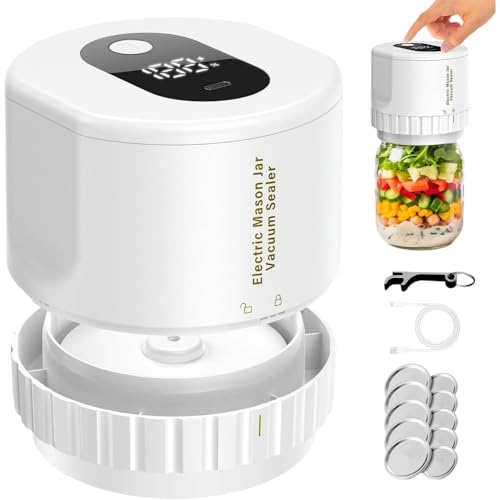 sealit EcoSeal Pro - Starter Set Tragbarer Elektrischer Vakuumversiegler, EIN-Knopf-Bedienung, für Camping, Picknick & Alle Gläser, LED-Anzeige, Frischeverschluss