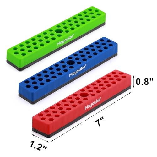 Mayouko 3PCS 1/4" Magnetic Hex Bit Holder Rack Organizer, 129 Holes, 1/4-Inch Drill Bit Holder, 3 Racks, Magnetic Bit Holder with Magnet Base for Screwdriver Bits by Mayouko - Image 4