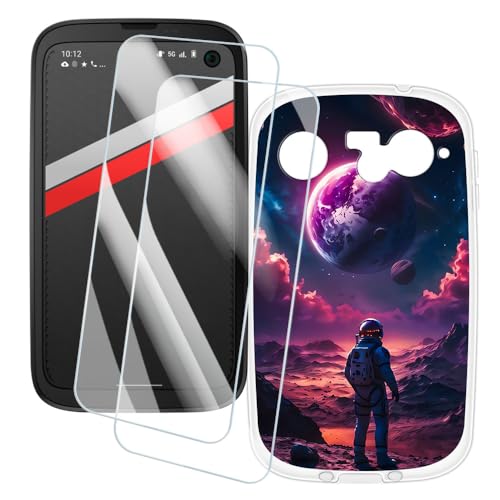 OAGELIM 2�Z�b�g �X�N���[���v���e�N�^�[ + �P�[�X Balmuda Phone (4.9 �C���`) �Ƃ̌݊������� �A�[�e�B�X�e�B�b�N�J�X�^���v�����g�J�o�[�Ƌ����K���X�t�B���� �X�N���b�`�h�~ (�F����s�m)