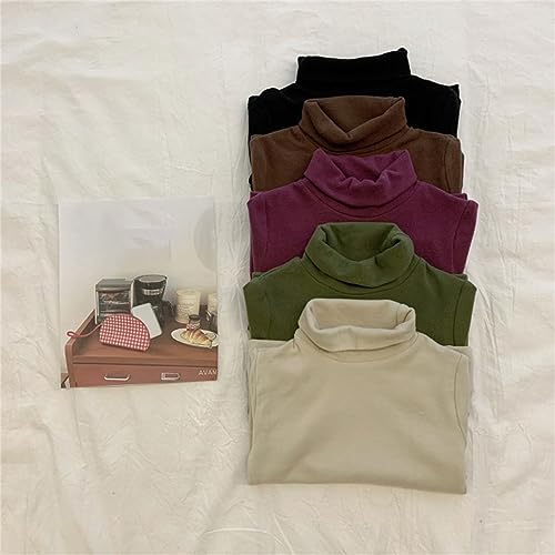 Betadog Girls Turtleneck Sweater Kids Casual Long Sleeve Pullover Tops Solid Baby Turtleneck Long (Purple, 6-7 Years)4