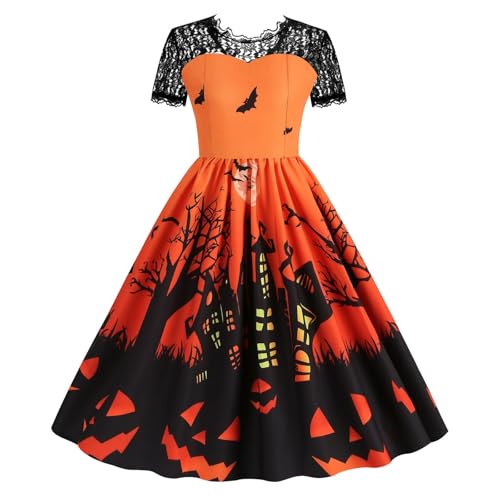Rrongwn Halloween Kostüm Damen Sexy Vintage Barock Gothic Kleid Kurzarm Mittelalter Ballkleider Sexy Abendkleider Barock Partykleid Lange Party...