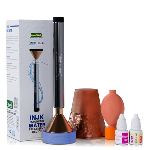 Jeena Sikho INJK Technique Magnetic Water Device Mineral-Rich Water Alaklizer | Contains Copper + Magnesium + mph Alkaline Pebbles & Minerals | Includes Free Test Kit