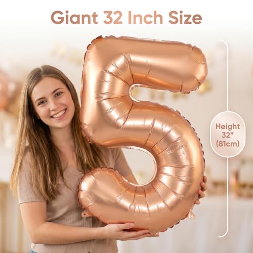 Image of YPSelected 32 Inch Large Foil Helium Number Balloon Birthday Wedding Party 0-9 (Orange, 5)