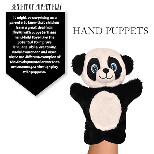 Image of Besties Panda Hand Puppets for Kids - Soft Hand Puppets for Kids, Story Telling Puppet for Kids, Hand Puppet Toy, Plush Animals Hand Puppet Toys, Fun Play Learning Toys - Black (Panda)