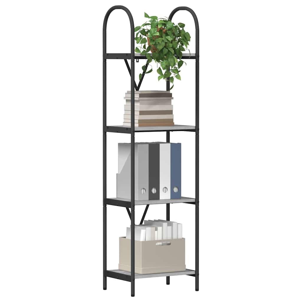 estantería gris Sonoma 40 x 30 x 146 cm, estantería moderna con 4 estantes, material de madera, marco de acero estable para sala de estar, estudio, almacenamiento versátil