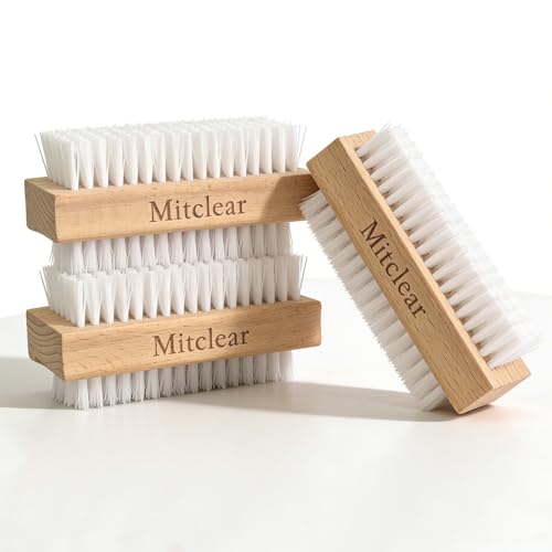 Mitclear Wooden Nail Brush Nail Scrubbing Brushes with Hard Plastic Bristle Double-sided Brush for Cleaning Nails Hands Foot Fingernails & Toenails(3 Sets)