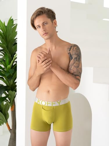 Image of KOFFY Men's Malleable Cotton Lycra Long Trunk with Minus Cutting Pouch I Wrinkle Free I Moisture Wicking Technology