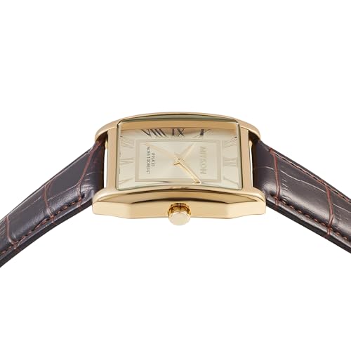 Miykon Tank Square Mens Vintage Watch | Genuine Leather Strap, Second Hand, Ion Polished