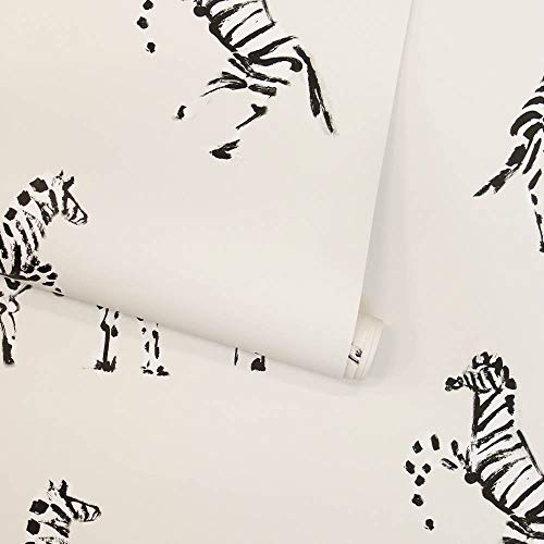 Novogratz X Tempaper Waverly White Zebras In Love Removable Peel And Stick Wallpaper, 20.5 In X 16.5 Ft, Made In The Usa #TOP4