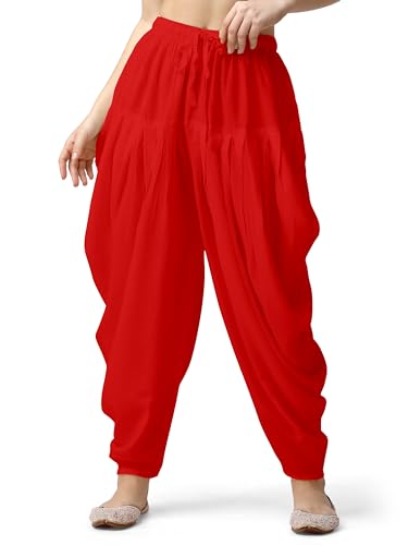 Image of Mehrang Loose Fit Rayon Dhoti Pant for Women Patiala Slawar Bottom Wear Harem Pants, Waist Free Size (26 Inch to 38 Inch)