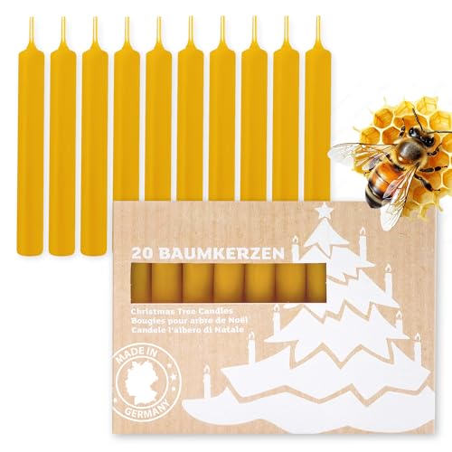 Baumkerzen 20er Set, 10% Bienenwachs, Weihnachtsbaumkerzen....