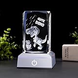 ERWEI 3D Dinosaur Night Light for Men Women Etched Dinosaur Crystal Figurine Decor Birthday Gift for