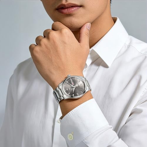 Image of OLEVS Automatic Watches for Men Self Winding Mechanical Classic Diamond Business Luxury Dress Stainless Steel Waterproof Calendar Mens Watch