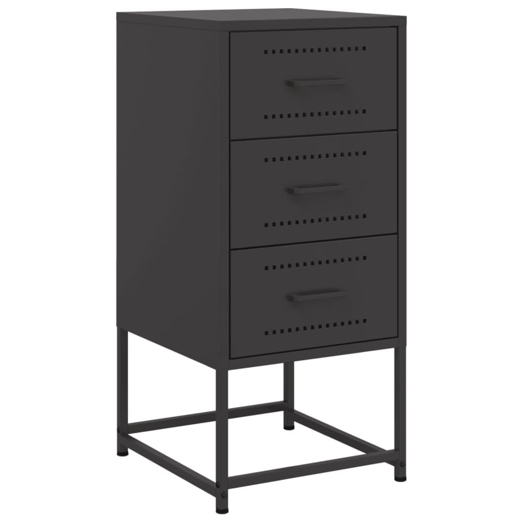 vidaXL Mesita de Noche Acero Negra 36x39x78 cm, Mesa Auxiliar, Armario Auxiliar, Muebles de Dormitorio, mesilla de Noche, Armario de Metal