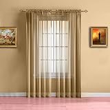 Warm Home Designs Pair of Short Caramel Gold Sheer Window Curtains. Each Voile Drape is 56 X 63 Inch