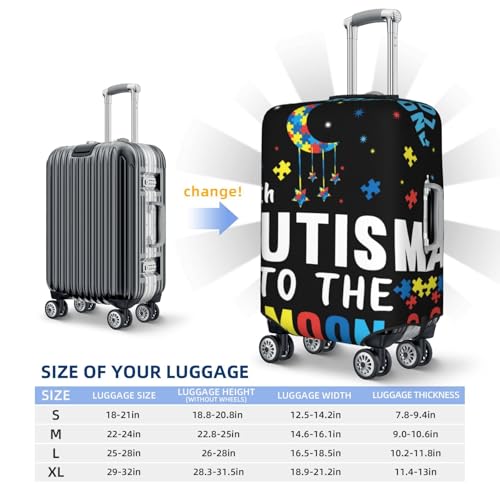 I Love With Autism To The Moon And Back Travel Luggage Covers - Elasticity Suitcase Covers Protector for Luggage 18-32 Inch2