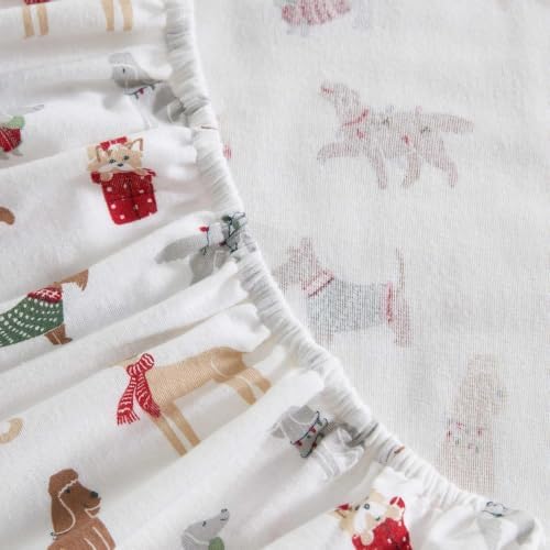 Image of Martha Stewart - Flannel Sheets Full Size, Anti-Pilling & Wrinkle Resistant Cotton, Touchably Soft for All-Season Comfort - Bed Sheets with Matching Pillowcases & Fitted Sheet (Holiday Pups Brown)