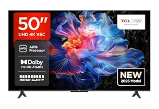 TCL 50V6C 50 Zoll Direct LED TV, 4K HDR Fernseher, Smart TV mithilfe von Google TV (Dolby Audio, Motion Clarity, Kompatibel mit Google Assistant)