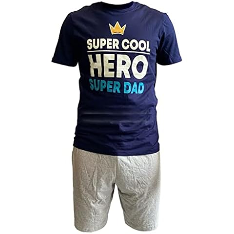 EX STORE Mens Shorty COTTON Pyjamas Shorts Sleeve Set Nightwear Pjs Loungewear (2XL, Hero - Navy) Cover