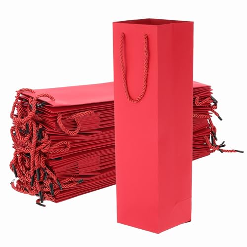 Bolsas de papel para vino con asas PATIKIL, bolsas de regalo rojas para botellas al por mayor
