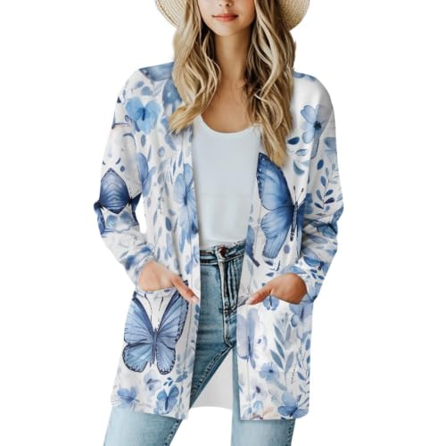 Image of Cardigan Sweaters for Women Long Sleeve Cardigan Soft Drape Open Front Fall Dusters V-Neck Jackets Dressy Loose Coat