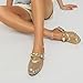 AHZEHRSE Mules for Women Chunky Heeled Sandals Fashion Mesh Mules Backless Buckle Strap Closed Toe Slip On Dress Shoes Gold