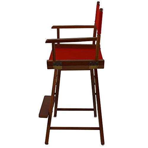 American Trails Extra-Wide Premium 24" Director's Chair Mission Oak Frame with Red Canvas, Counter Height - Thumbnail 3