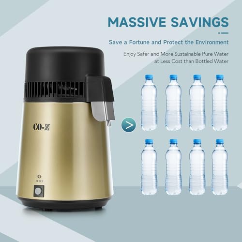 Image of CO-Z Water Distiller, Stainless Steel Distilling Pure Water Machine for Home Countertop Table Desktop, 4L Distilled Water Making Machine, 4 Liter Water Purifier to Make Clean Water for Home