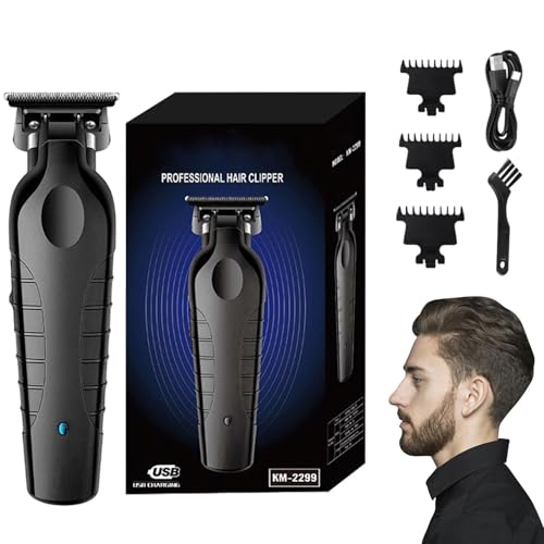 Cortapelos eléctrico – Dispositivo recargable de aseo para hombres, máquina de corte de peluquería portátil silenciosa, herramienta de afeitado de alta precisión | Kit de aseo para corte de pelo para
