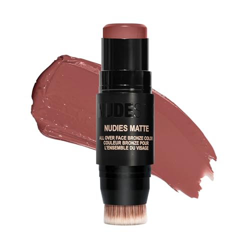 Nudestix Nudies Bronze All Over Matte Bronzing Stick  3-in-1 Cream Bronzer for Cheeks, Eyes & Lips with Built-In Brush | Natural Contour & Sun-Kissed Glow