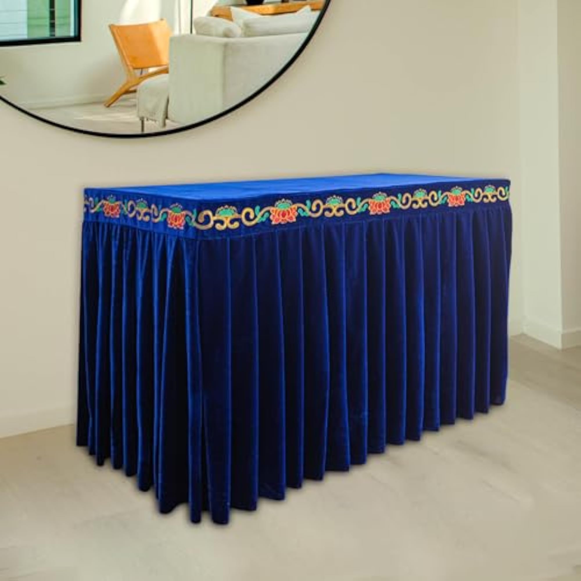Buddhist Tablecloth with Blue Lotus Design