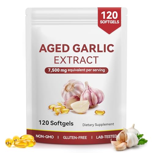 Aged Garlic Extract | 120 Softgels | 24 Months Aged Garlic Capsules | Aged Garlic Extract 7 500mg Odorless| Non-GMO Gluten-Free | for Men and Women