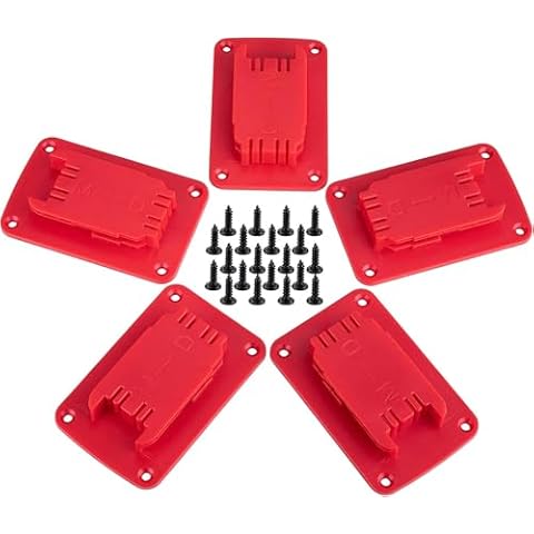 5 Packs Tool Holder Mount Compatible for Milwaukee 18v Tools ,Also Fit Compatible for dewalt 20V , 12V Drill Holder ,Hanger (Lot of 5，Red) Cover