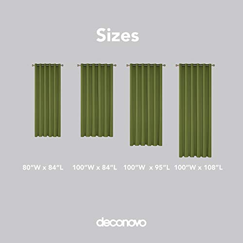 Image of Deconovo Blackout Light Blocking Divider Room Darkening Shades Thermal Insulated Patio Door Sliding Door Drape Nursery Curtains, 80x84, Grass Green (Blackout Curtains)