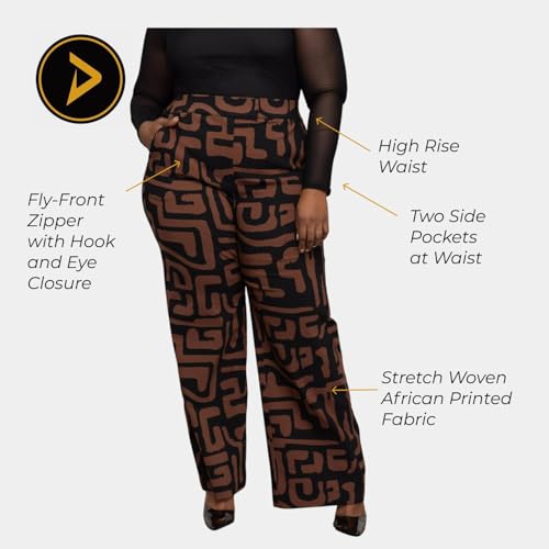 D'IYANU | Thema Women's African Print Wide Leg Stretch Pants3