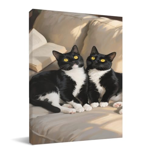 WSKLOKN Pet Portrait Hand Painted Cat Dog Oil Painting on Canvas Personalized Commissioned Art Unique Gift for Pet Lovers 12x16 Inch