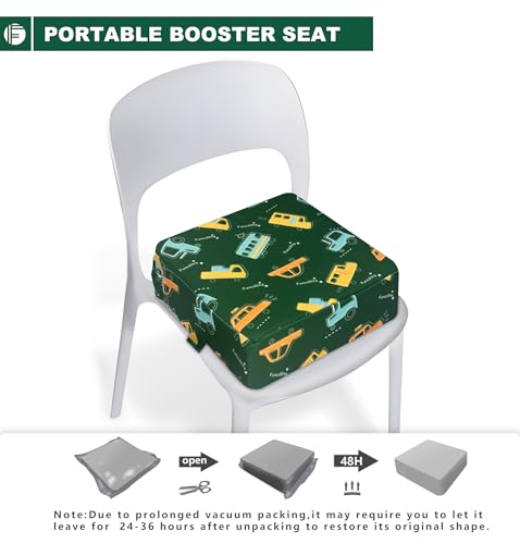 Image of Toddler Booster Seat for Dining Table, Portable Booster Seat for Kitchen Chair, 4 Inch High-Density Foam Cushion with Adjustable Safety Straps and Non-Slip Bottom, Perfect for Kids Travel and Daily