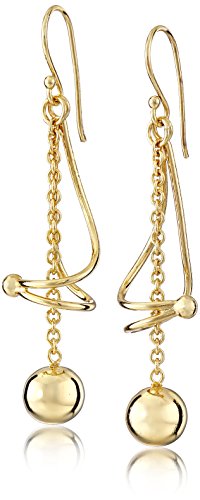 Gold Plated Sterling Silver Sterling Twist Ball Drop Earrings