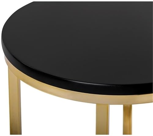 Miniatura 9 de Pemberly Row Mesa auxiliar redonda moderna de metal y madera en oro/negro