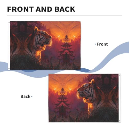 Drapeau extérieur tigre en polyester résistant avec œillets 90x150cm - 7