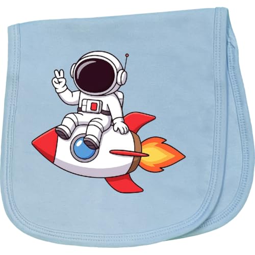 inktastic Rocket Ship Astronaut Baby Burp Cloth Light Blue 461a8