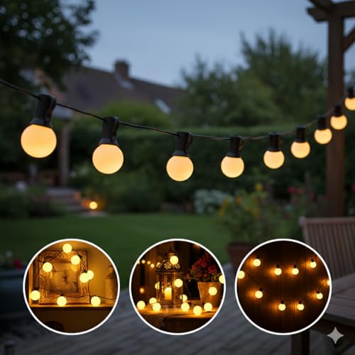 Varal de Luzes 10m Com Lâmpadas Led Bivolt Inclusas Amarelo Branco Quente - Ideal para decoração, casa, varanda, quintal, lojas, restaurantes, barzinhos e areas externas - Gambiarra Iluminação Decorar