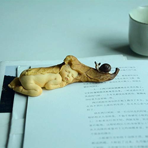 BLUESTEER Enchanted Story Garden Sleeping Fairy Baby Ornament Outdoor Decor with Cute Snail Miniature Figurine