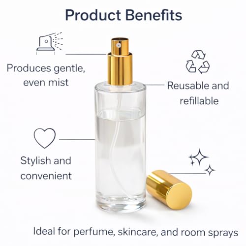 Image of Pure Source India 100ML Thick Glass Spray Bottle - Reusable Perfume Atomizer with Premium Gold Finish (2)